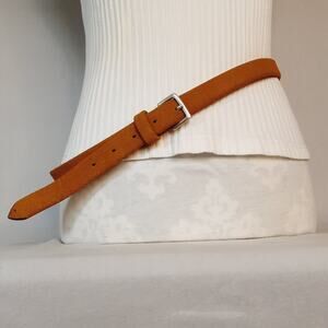 💎Zara Tan Split Leather Suede Skinny Belt  Made In Spain